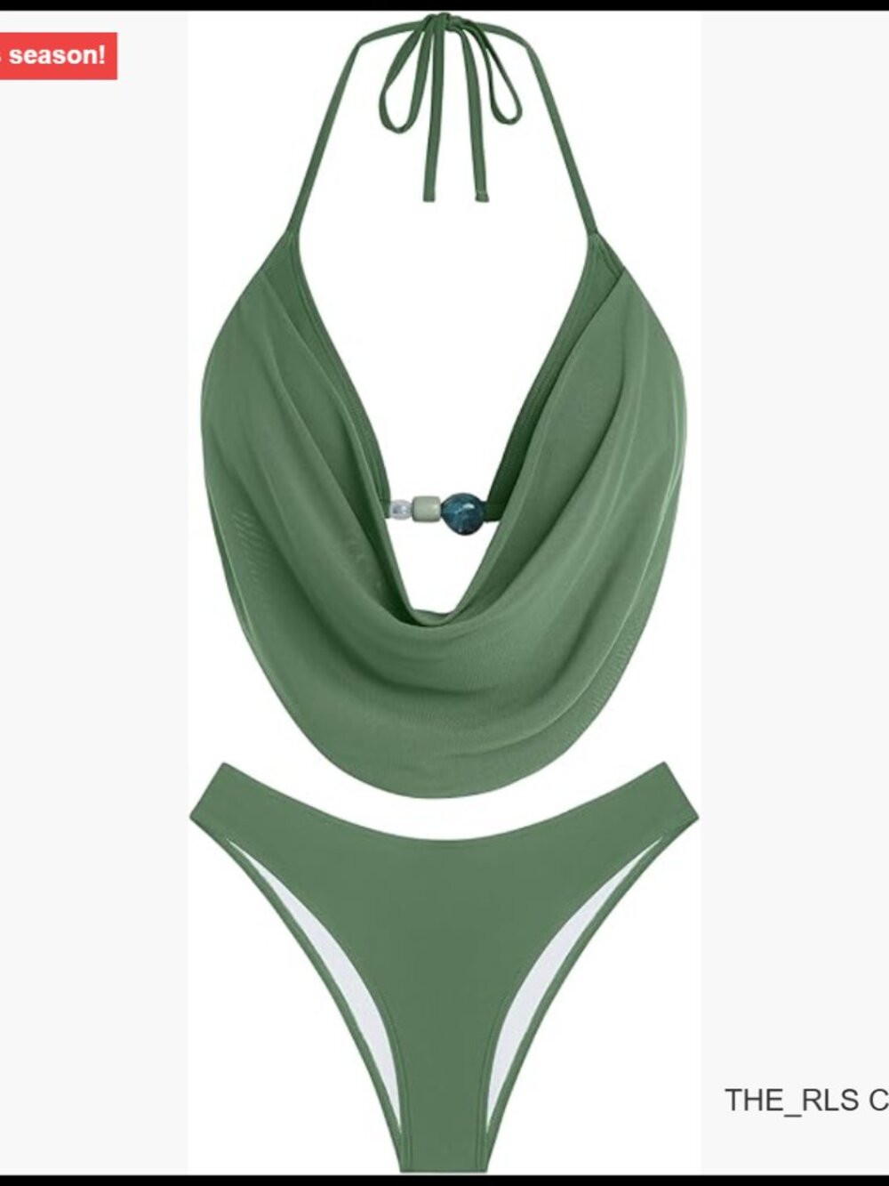Two Piece Bikini Set Triangle Halter Swimsuit Deep V Cowl Neck Ruching